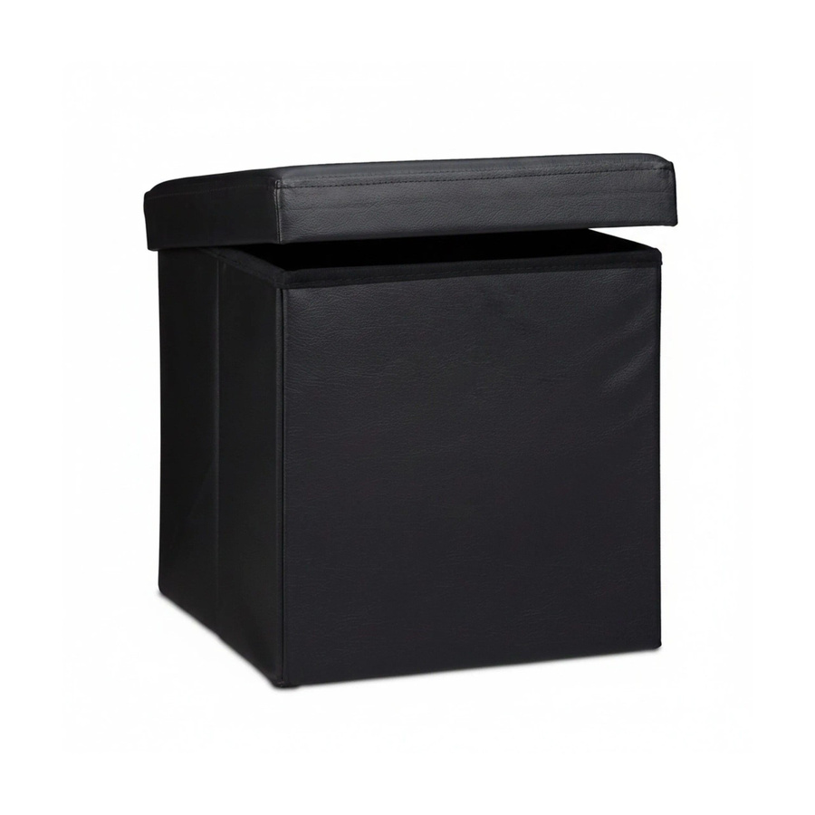 Relaxdays Sitzhocker Cube aus Kunstleder in Schwarz, faltbar, B/T/H: 38 x 38 x 38 cm - Bild 2
