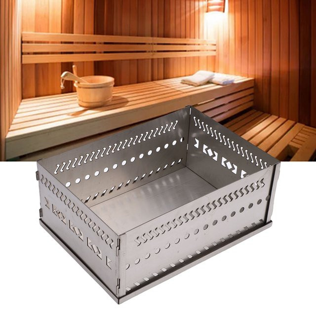 Sauna-Steinkorb aus Edelstahl in Silber für Holzkohle und Holzöfen - Bild 1