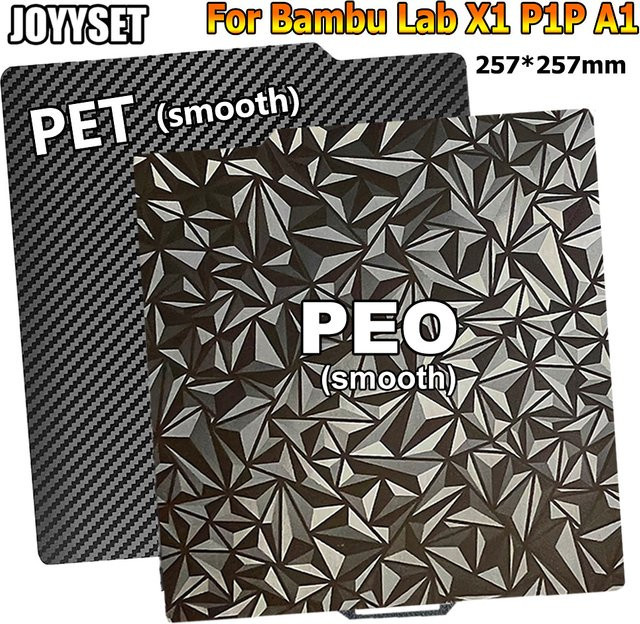 Bambu Lab PEO PET-Bauplatte mit Kohlefaser-Diamant-Oberfläche für P1S, P2S, X1C, X1E, P1P und A1 3D-Drucker - Bild 1