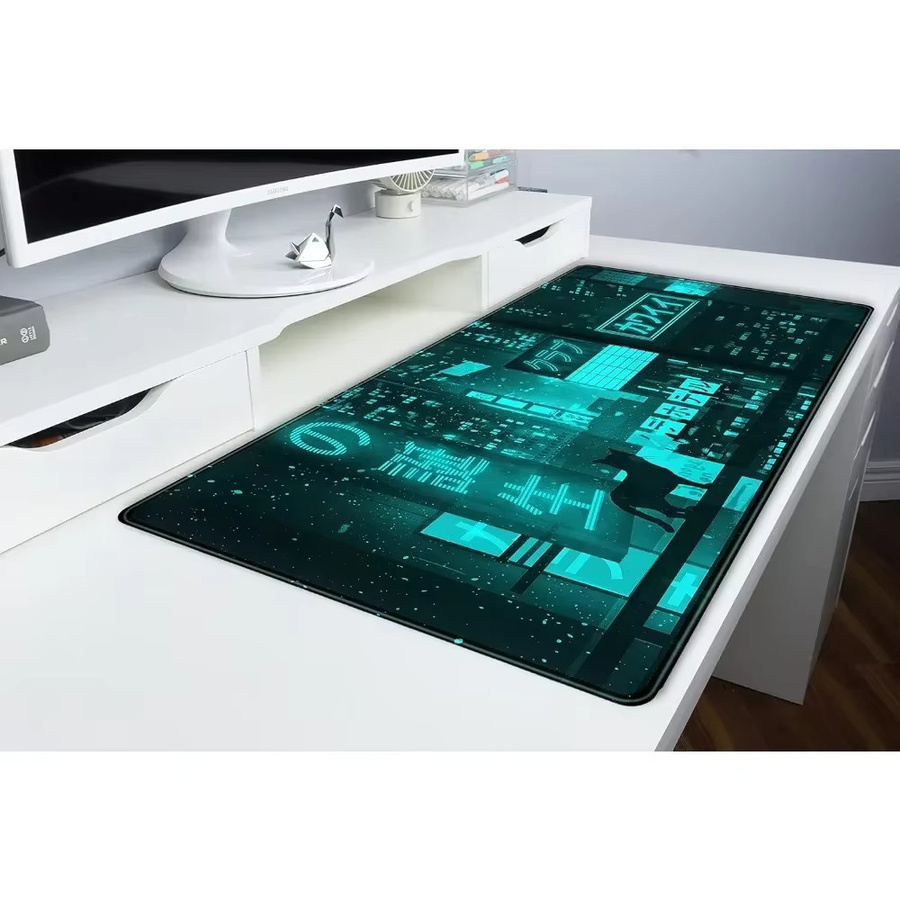 Potdemiel XXL-Mauspad Neon Tokyo in Türkis für Gaming und Büro - Bild 3