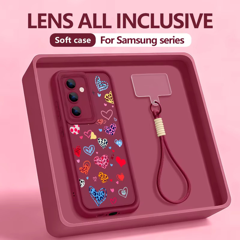 Handyhülle mit buntem Herz-Print und Lanyard für Samsung Galaxy S26 S24 S23 Ultra S26 FE A18 A57 A37 A27 A56 A16 A17 A26 A55 in Multicolour und Schwarz - Bild 4