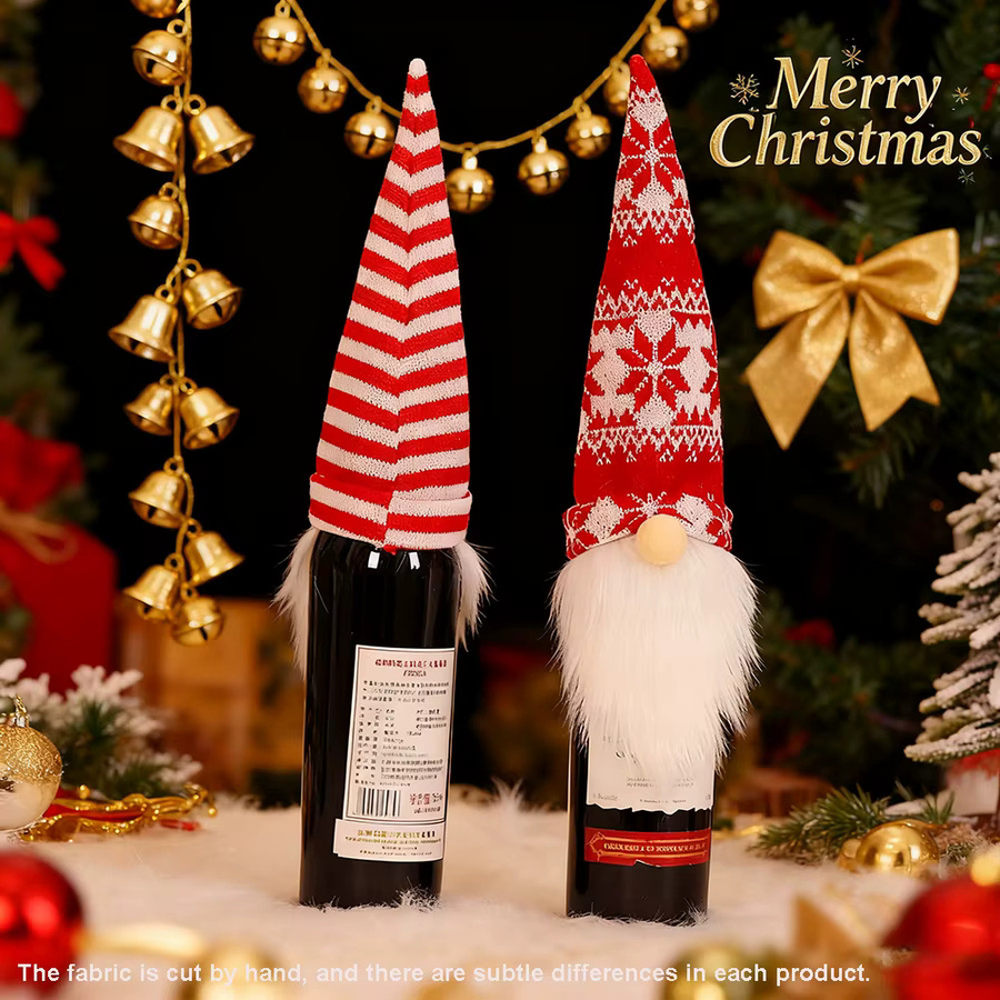 Rote Flaschentasche aus Textil für Weihnachten und Silvester zur Tischdekoration - Bild 4