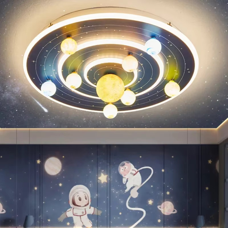 Creative Planet Deckenleuchte in Weiß mit RGB-Beleuchtung und Augenschutz für Kinderzimmer und Schlafzimmer - Bild 3