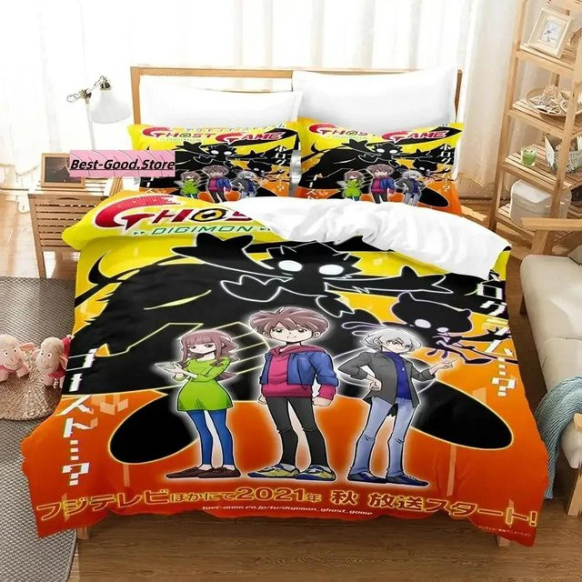 Digimon Adventure Bettwäsche-Set mit 3D-Druck für Kinder und Erwachsene, Multicolor, B/H: 135 x 200 cm - Bild 1