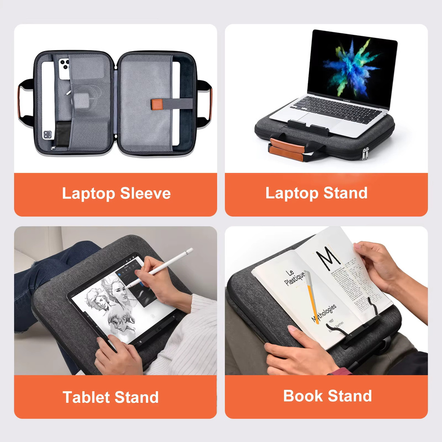 Eary Laptoptasche für Notebooks von 13,3 bis 16,2 Zoll mit Tablet- und iPad-Ständer für Business und Reisen in Schwarz oder Grau - Bild 4