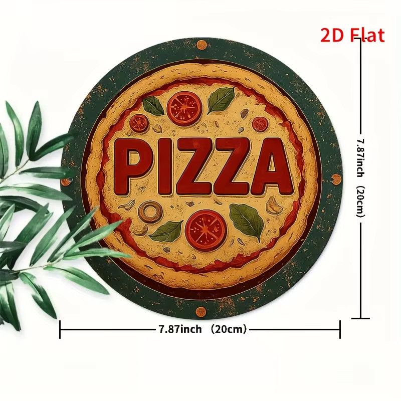 Potdemiel Vintage Pizza Metallschild rund für Küche und Café - Bild 2