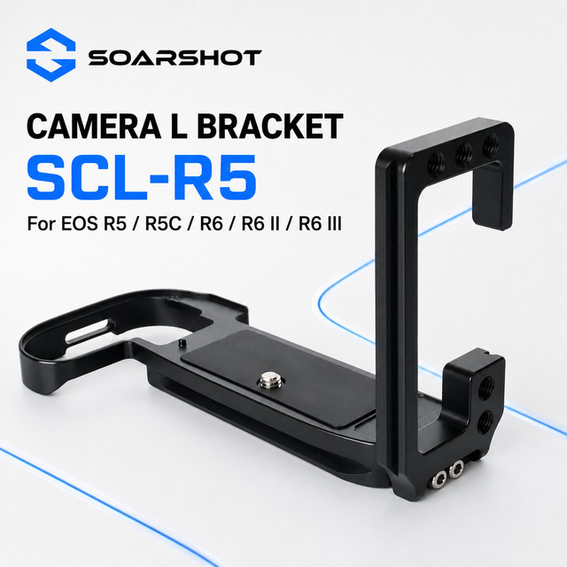 SOARSHOT SCL-R5 Kamera L-Halterung mit Arca Schnellwechselplatte in Schwarz, kompatibel mit Canon EOS R5, R5C, R6 Mark II und R6 Mark III - Bild 1