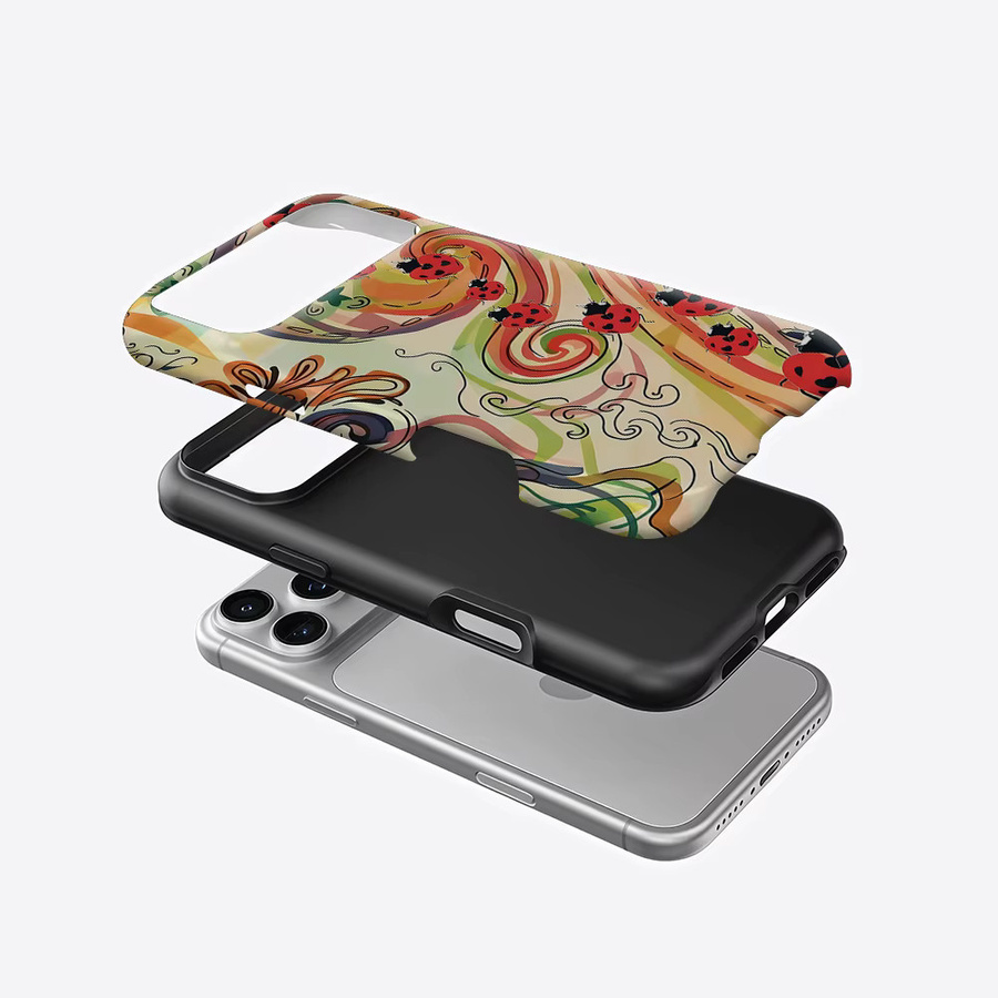 Aurea Case Matte Bumper MagSafe Schutzhülle für iPhone 17 16 15 14 13 Pro Max mit Wirbel-Herz-Marienkäfer-Design in Multicolour - Bild 2