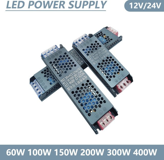 AEVYVKV LED-Netzteil AC 220 V auf DC 12 V 24 V Treiber-Beleuchtungstransformator in Silber für LED-Streifen mit 60 W - Bild 1