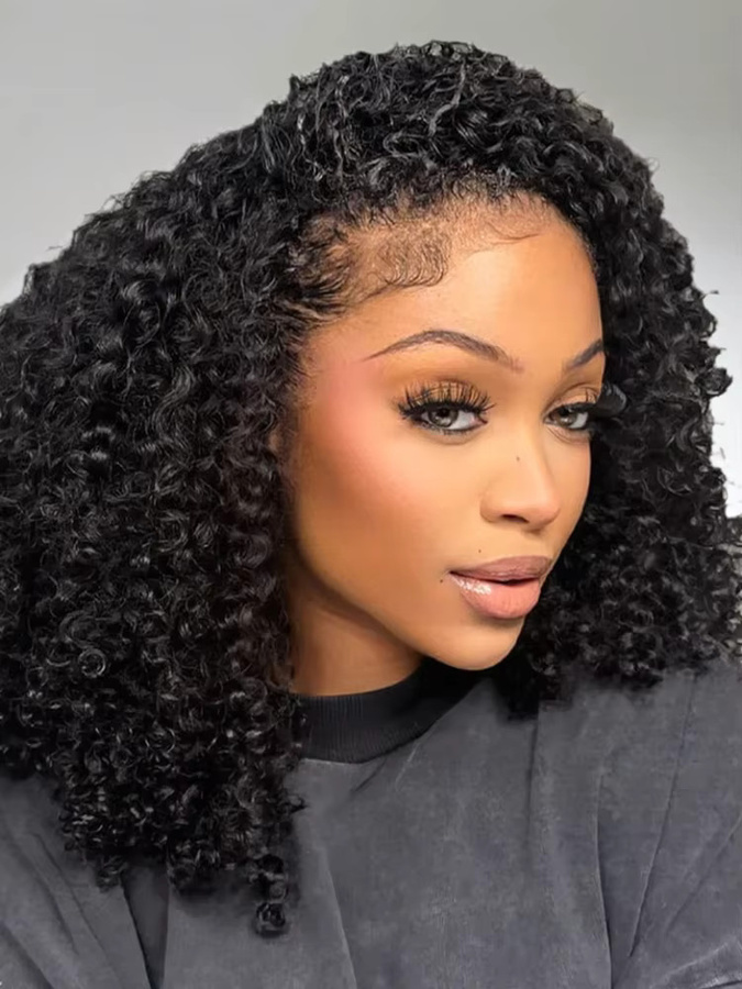 ISEE Hair Kinky Curly Half Perücke, Echthaar, 250 Dichte, Glueless - Bild 6