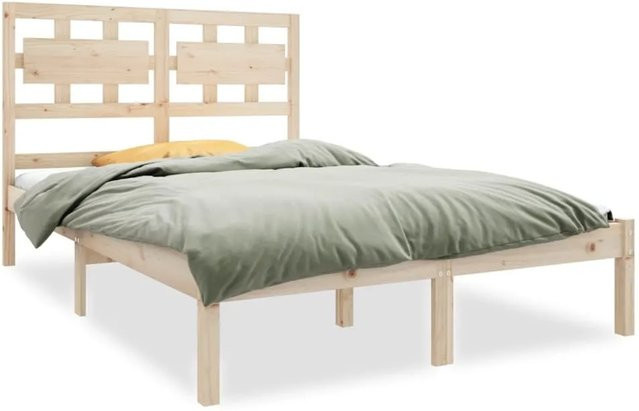 vidaXL Massivholzbett aus Kiefernholz in Braun mit rustikaler Optik, B/T/H: 120 x 190 cm - Bild 1