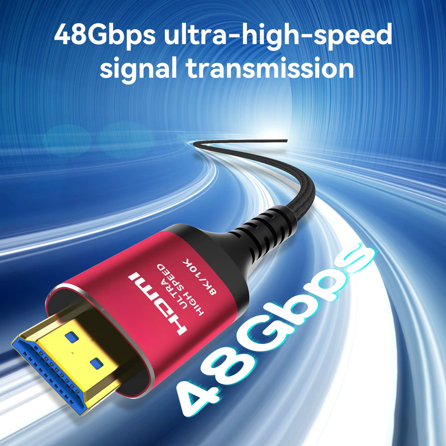 MIZIQIER 2er-Pack HDMI 2.1 Kabel in Rot, 8K Hochgeschwindigkeits-Kabel mit 48 Gbit/s, geflochten, unterstützt 8K@60Hz und 4K@120Hz, kompatibel mit PS5, PS4, Roku TV und RTX 3080/3090 - Bild 2