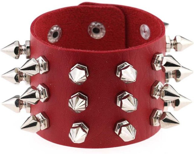 Armband Manschette Leder, Messing, rot, Damen - Bild 1
