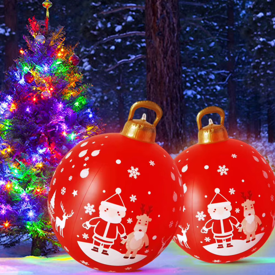 APWIKOGER Aufblasbare Weihnachts-Deko Kugel in Rot mit Licht, 60 cm Durchmesser, PVC Outdoor Ornament - Bild 2