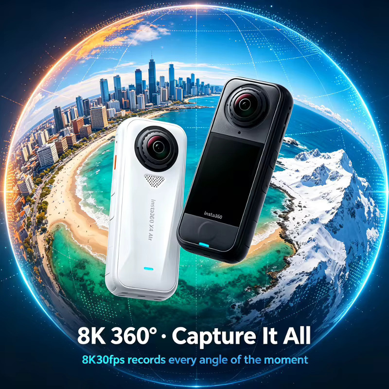 Insta360 X4 Air Action-Kamera in Weiß mit 8K-360-Grad-Video und unsichtbarem Selfie-Stick-Effekt - Bild 3