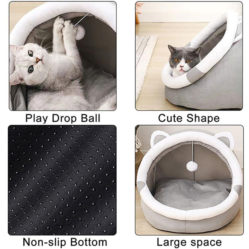 Gemütliches Katzenbett aus 100% Baumwolle für Katzen und Hunde, Hundezelt und weiches Haustierhaus, Größe S, B/T/H: 31 x 27 x 27 cm - Bild 2