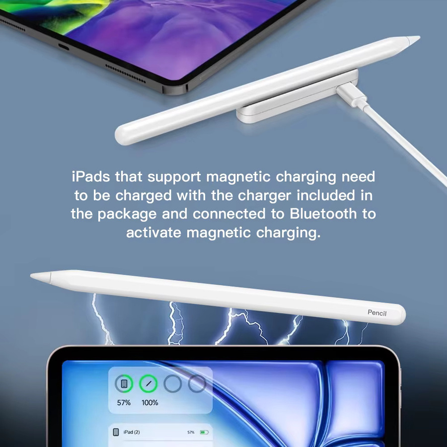 READYYEAH Stylus für Apple Pencil 2 Kompatibel mit iPad Air 4 5, Pro 11 12,9 und Mini 6, Drahtloses Laden und Palm Rejection, Weiß - Bild 2