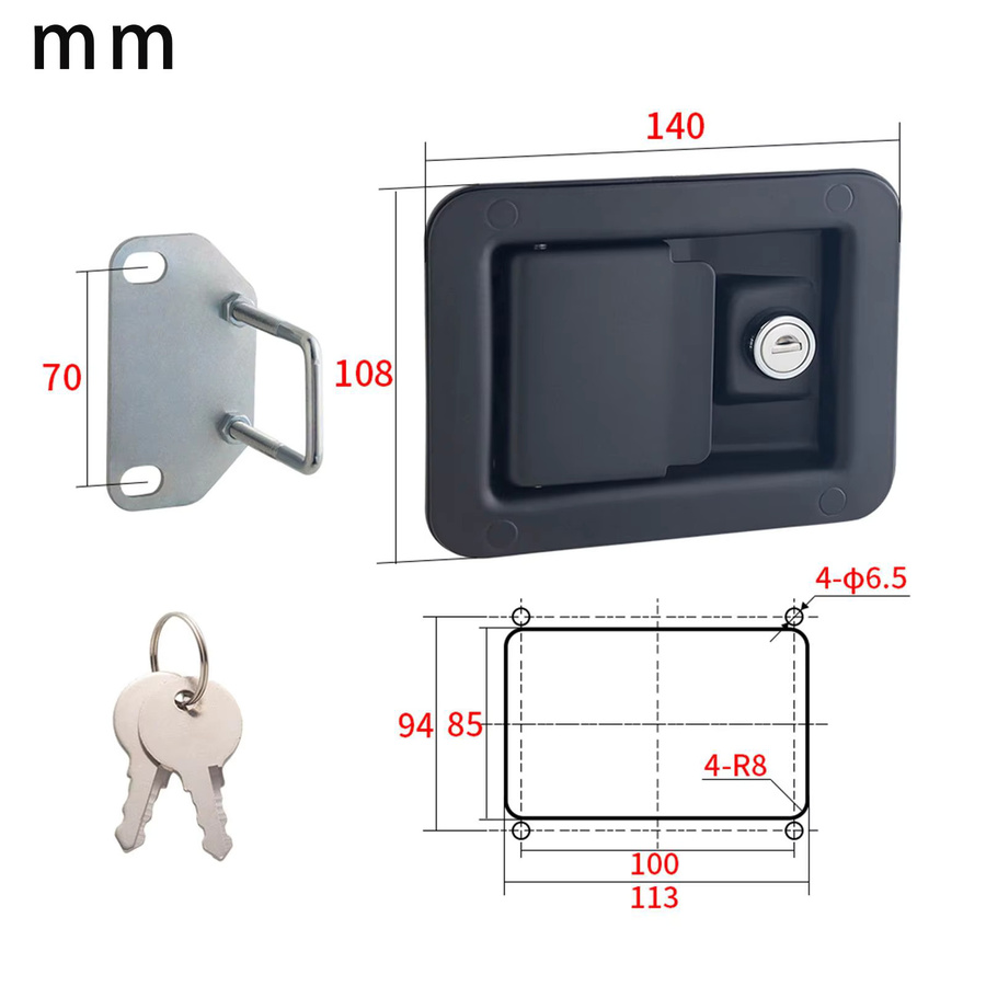 Perfeclan Werkzeugkasten Schloss Panel und Türverriegelung in Schwarz für Schränke, RV, Boote und LKW - Bild 6