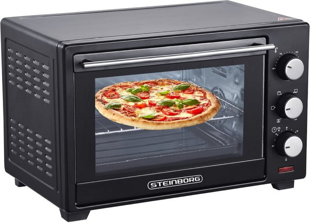 Steinborg SB-3002 Minibackofen mit Umluft und Ober-/Unterhitze 25 Liter 1600 Watt Schwarz - Bild 1