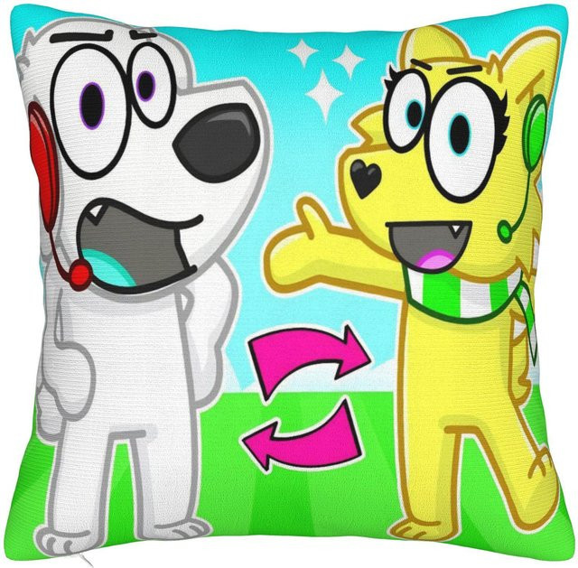 Tylers And Snowi Gaming Kissenbezug aus Polyester mit niedlichem Cartoon-Design, Mehrfarbig, B/B/B: 45 x 45 cm - Bild 1