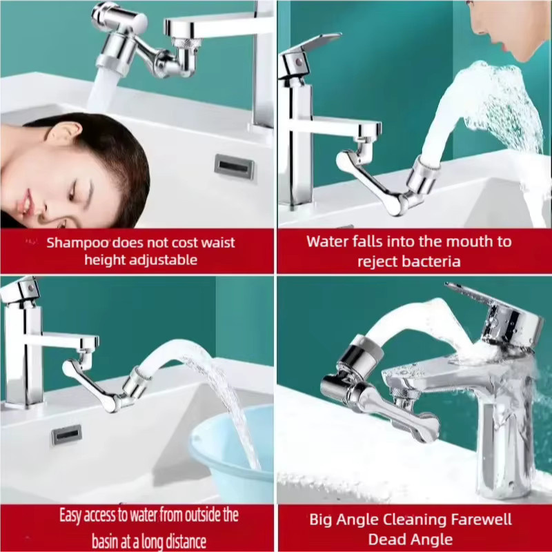 Universal Rotation Extender Wasserhahn Belüfter aus Kunststoff mit Splash Filter für Küche und Waschbecken in Silber - Bild 4