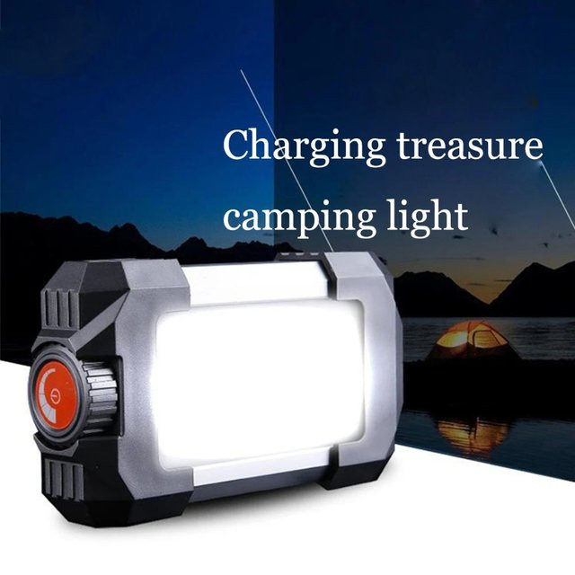 ESMARTER Tragbare LED Camping Laterne mit 27 LEDs, 10W und 500lm, Wiederaufladbare Taschenlampe mit USB-Haken in Schwarz - Bild 1