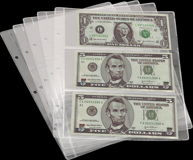 5 Stück Papiergeld Album mit 3 Slots, transparente Banknoten Schutzhülle für Sammler - Bild 1