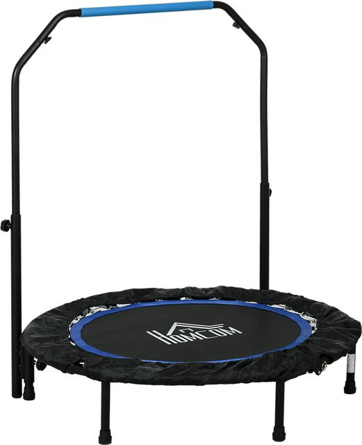 SPORTNOW Fitnesstrampolin, 102 cm, mit höhenverstellbarem Haltegriff und LCD-Monitor, Blau - Bild 1