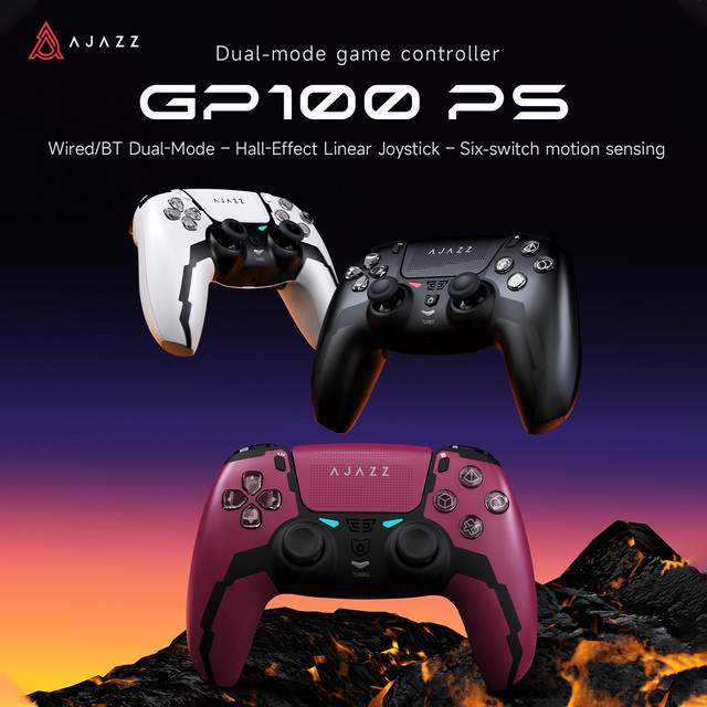 AJAZZ GP100 PS kabelloser Esports-Gamecontroller mit Touchscreen-Design in Schwarz, Dual-Mode kompatibel mit PS4 und PC - Bild 1