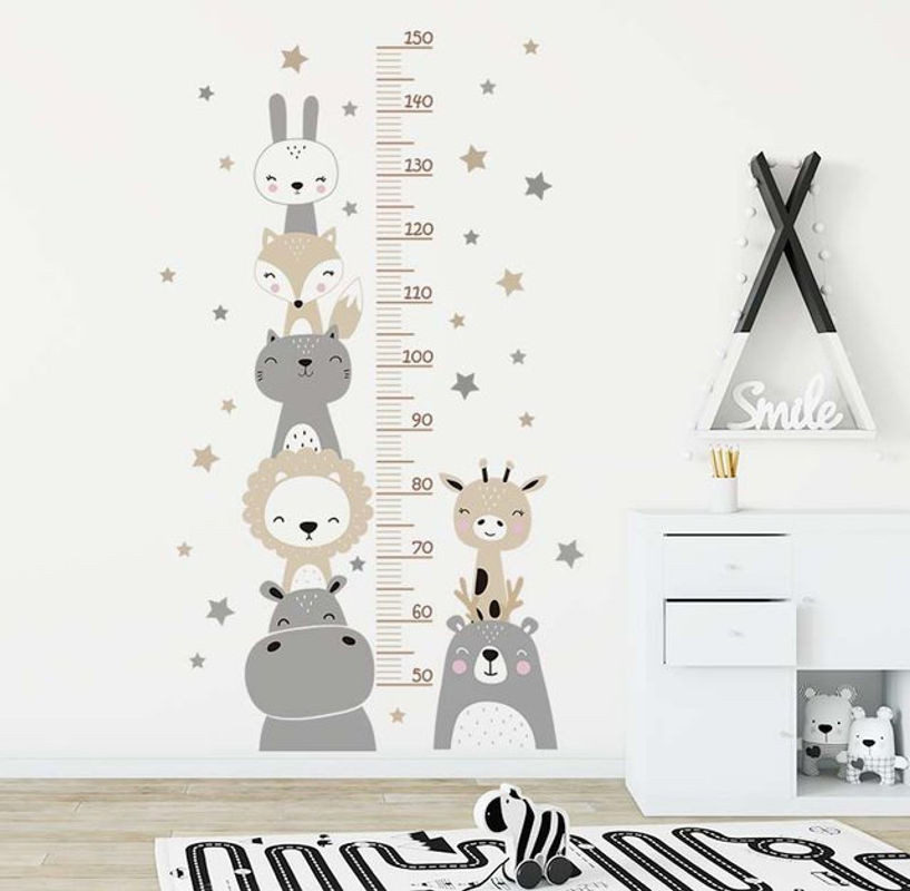 BRUP Wandtattoos für Kinderzimmer mit Cartoon Lächeln Tieren Bär Löwe Hirsch Nilpferd und Sternen in Mehrfarbig - Bild 1