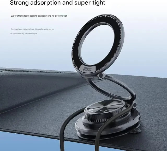 Magnetische faltbare Autohalterung aus Aluminiumlegierung in Blau mit 360-Grad-Drehung und Vakuumadsorption für dein Smartphone - Bild 1