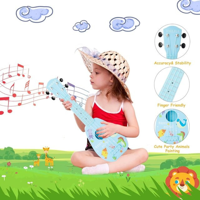 GGbell Ukulele Gitarre Spielzeug, 4-saitige Mini-Gitarre, Lernspielzeug - Bild 1