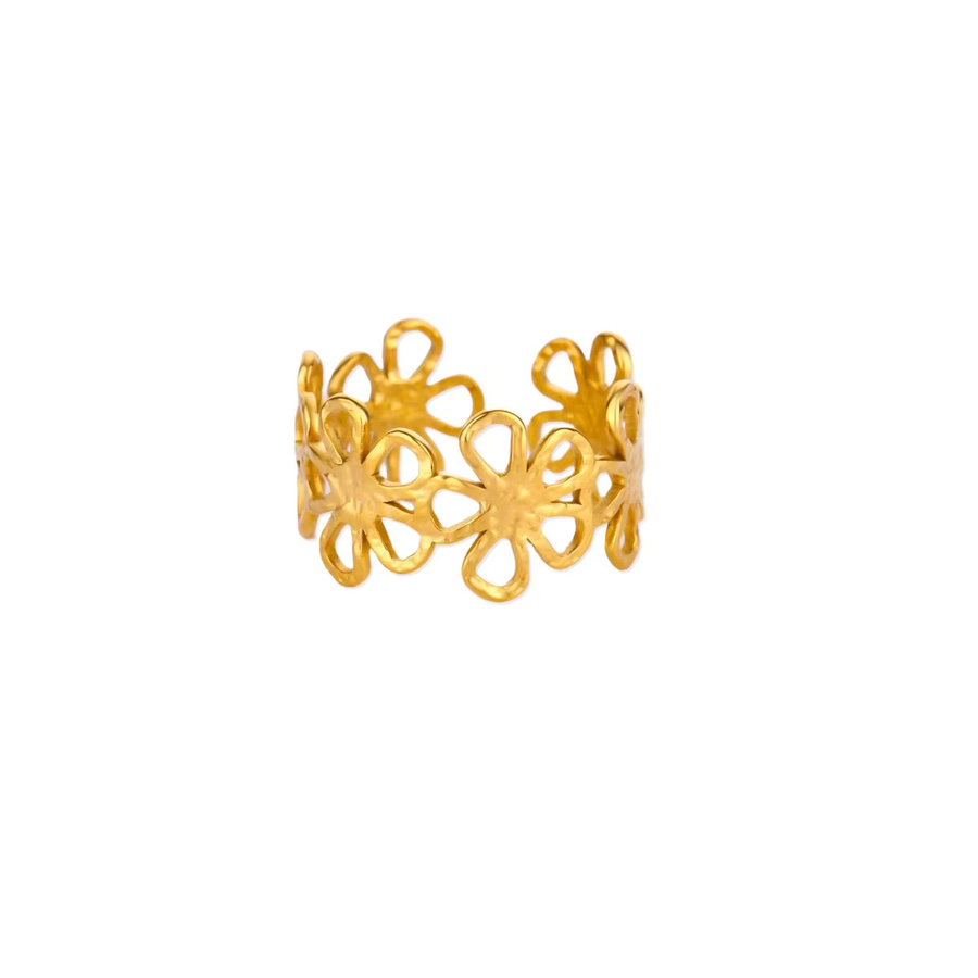Ringe Edelstahl, Gold, Blumen, Damen - Bild 2