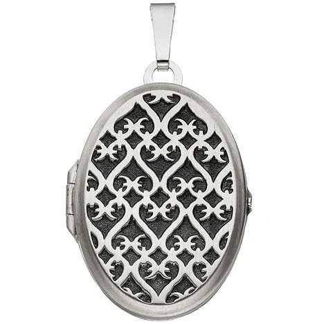 Colfem Medaillon Anhänger, 925 Silber, oval, mattiert, Unisex - Bild 1