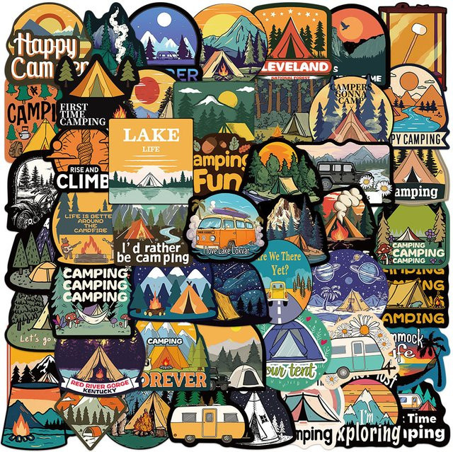Charile Wasserdichte Cartoon Graffiti Aufkleber mit Natur- und Landschaftsmotiven in Multicolour für Camping, Wandern und Outdoor-Aktivitäten - Bild 1