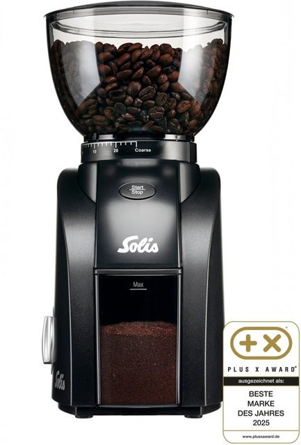 Solis Scala Zero Static Kaffeemühle Schwarz mit 24 Mahlgraden, Timer und 300g Kapazität, B/T/H: 13 x 17 x 30 cm - Bild 4