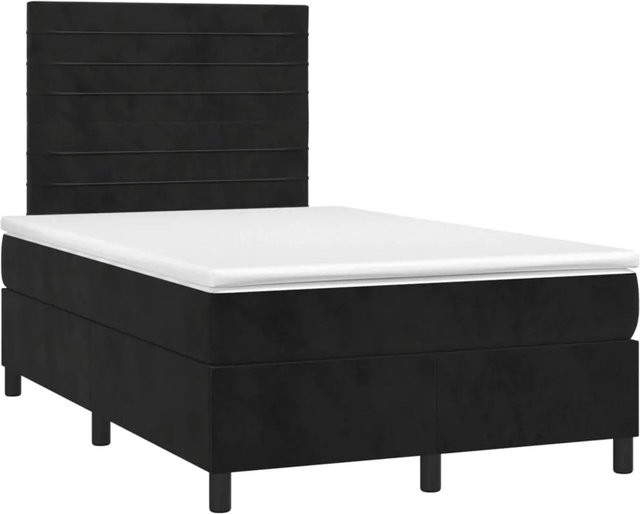 vidaXL Boxspringbett Hybrid mit Matratze und Kopfteil, Schwarz, Samt, B/T: 120 x 200 cm - Bild 1