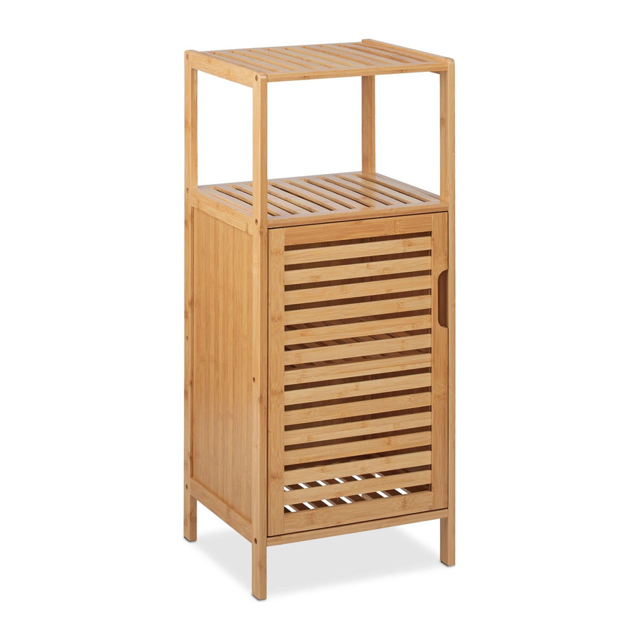 Relaxdays Badschrank aus Bambus in Natur, schmaler Standschrank mit Türen und Regalfächern, H x B x T: 87 x 36,5 x 33 cm - Bild 2