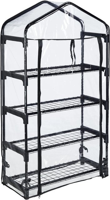 Relaxdays Foliengewächshaus aus Stahl und Kunststoff in Schwarz und Transparent mit Stecksystem, H x B x T: 125 x 69 x 29 cm - Bild 1