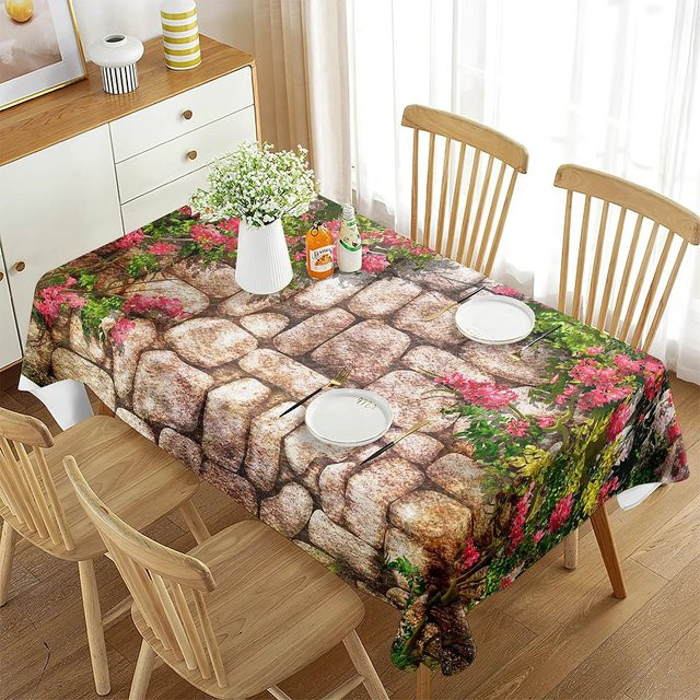 Romantische rechteckige Tischdecke mit Blumenmuster von Fancy Style Studio, mehrfarbig, B/T: 70 x 70 cm - Bild 1