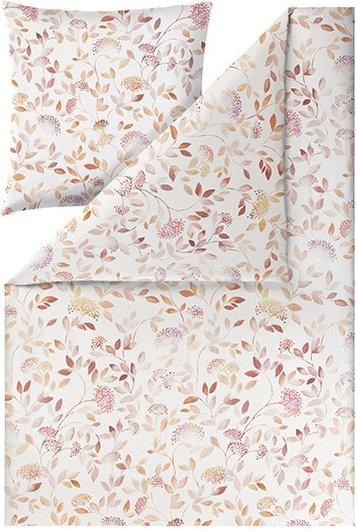 Estella Bio Mako-Satin Bettwäsche Beatriz in Abendrot mit floralem Gräser und Blätter Muster, B/H: 155 x 220 cm - Bild 1