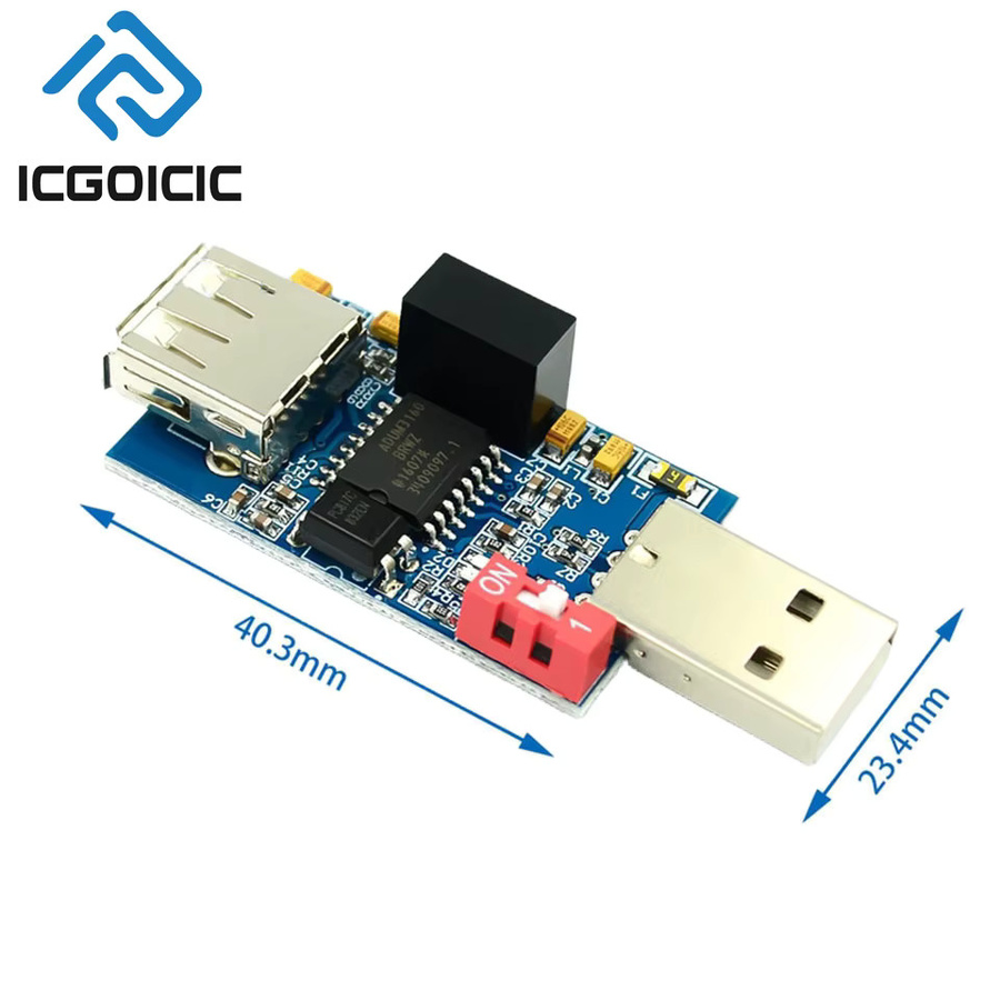 USB-Isolationsmodul ADUM3160 mit 500V galvanischer Isolierung, USB 2.0 High-Speed, Blau - Bild 2