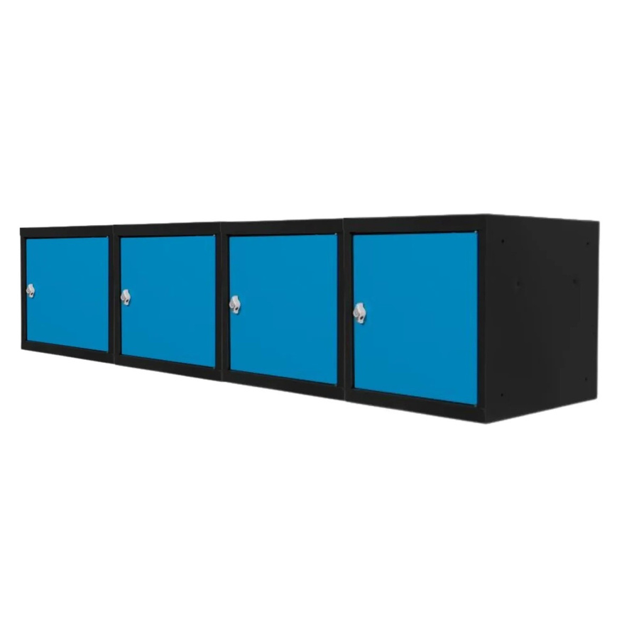 PROREGAL Blocky Schließfachwürfel Set aus 4 Stück mit Drehriegelschloss für Vorhängeschlösser, Farbe: Anthrazit-Blau, B/T/H: 40 x 40 x 40 cm - Bild 2
