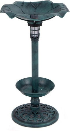 Costway Vogeltränke mit Solarleuchte in Grün, H x B x T: 76 x 43 x 43 cm
