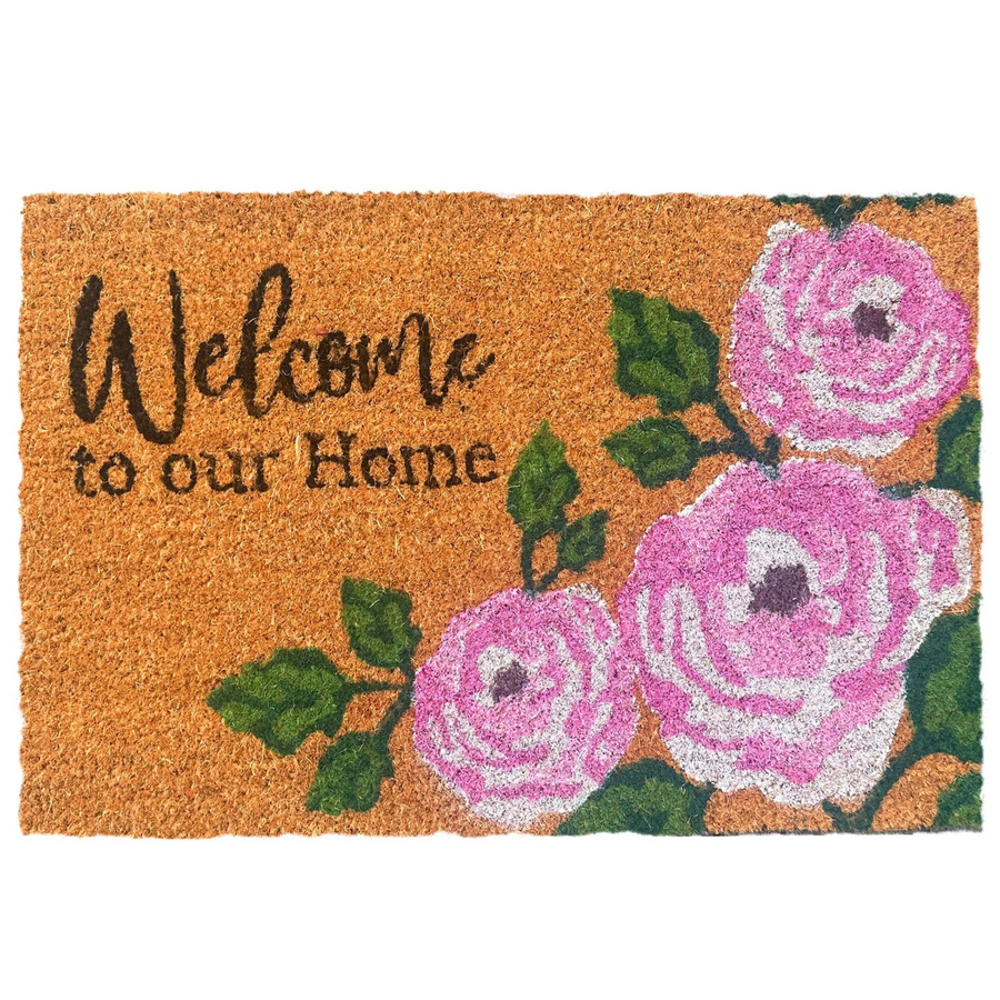 Relaxdays Fußmatte aus Kokosfaser und PVC in Natur mit Begrüßungsprint, rutschfest und wetterfest, B/T: 60 x 40 cm, Höhe: 1,5 cm - Bild 2