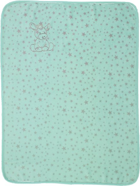 Sterntaler Babydecke aus Plüsch in Türkis mit Tier-Motiv, B/B/H: 75 x 100 cm - Bild 1