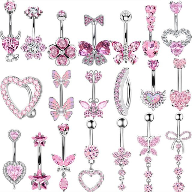 Piercing Addicter Bauchnabelring, Edelstahl, Roségold, Kristall, Damen - Bild 1