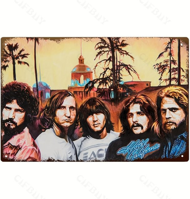 HELLOYOUNG Vintage Eagles Band Metallschild Wanddekoration, B: 20,3 cm, H: 30,5 cm, Mehrfarbig - Bild 1