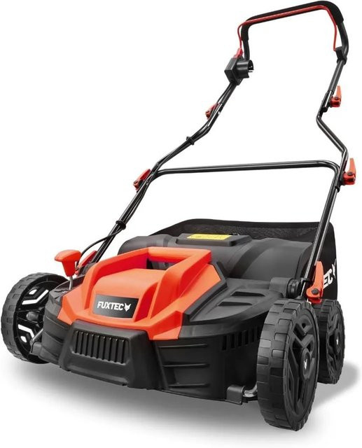 FUXTEC Elektro-Vertikutierer FX-EV360 in Schwarz-Rot mit 1300W Motor, 5-fach Tiefenverstellung von 10mm bis -12mm und 45L Fangkorb - Bild 1