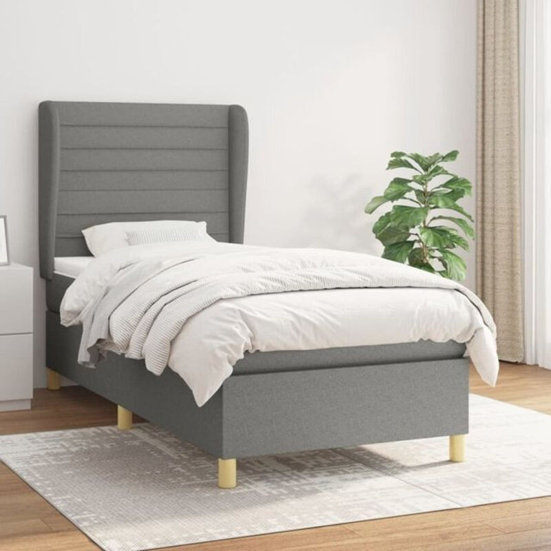 Vidaxl Boxspringbett mit Matratze aus Stoff in Anthrazit und Grau, B/T/H: 100 x 200 cm - Bild 1
